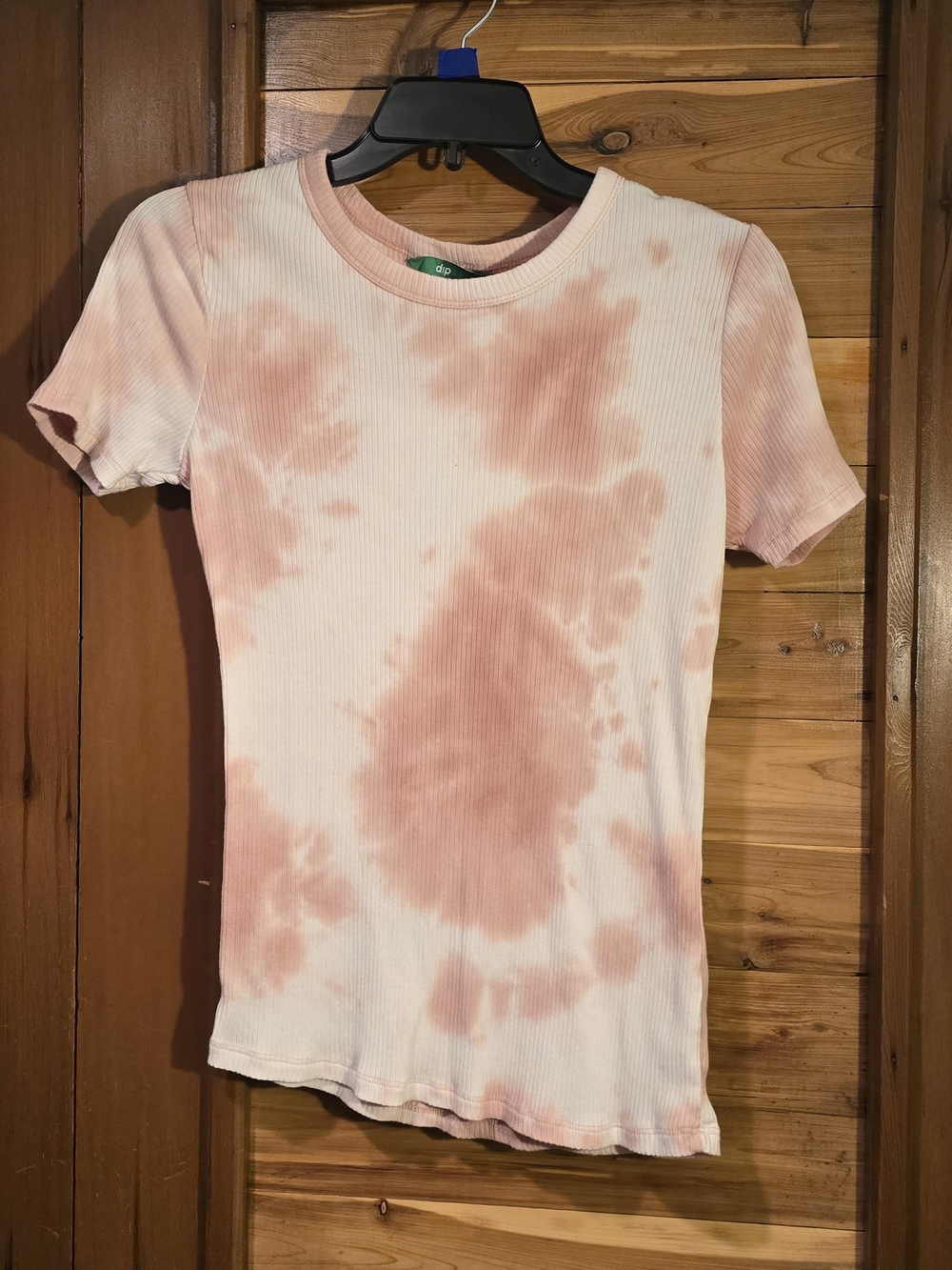 dip Pink Tie-Dye Ribbed Short Sleeve Tee